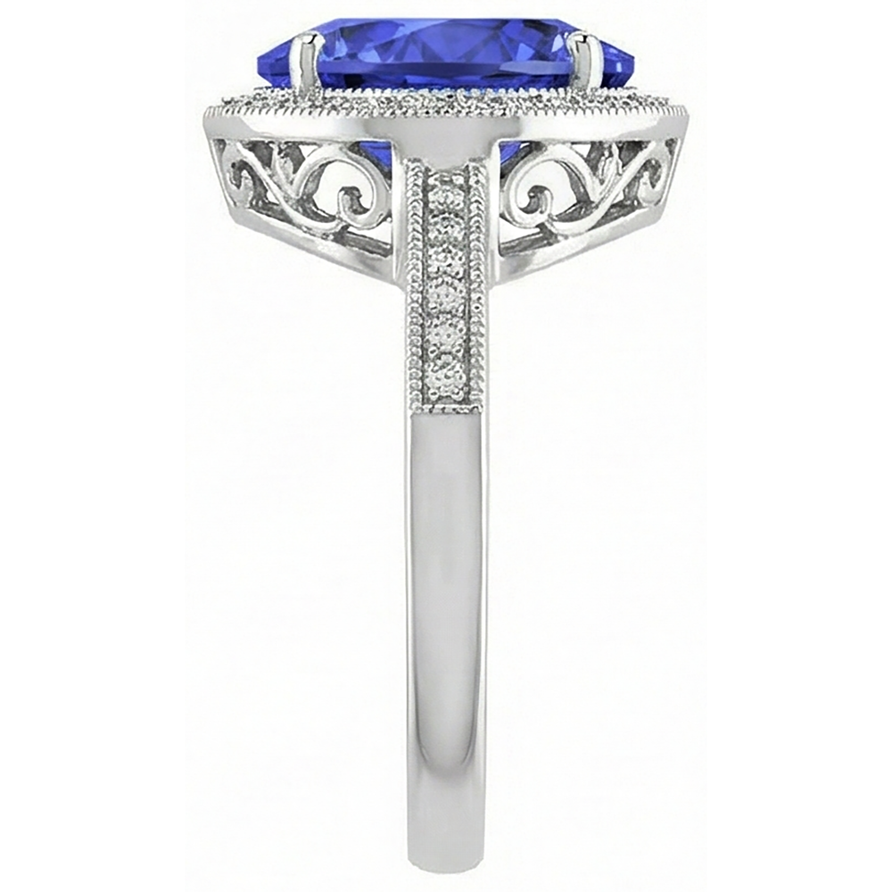 White Gold 14K Heart Tanzanite And Natural Earth Mined Diamond ( Not Lab Grown ) s Ring 7.76 Ct Jewelry