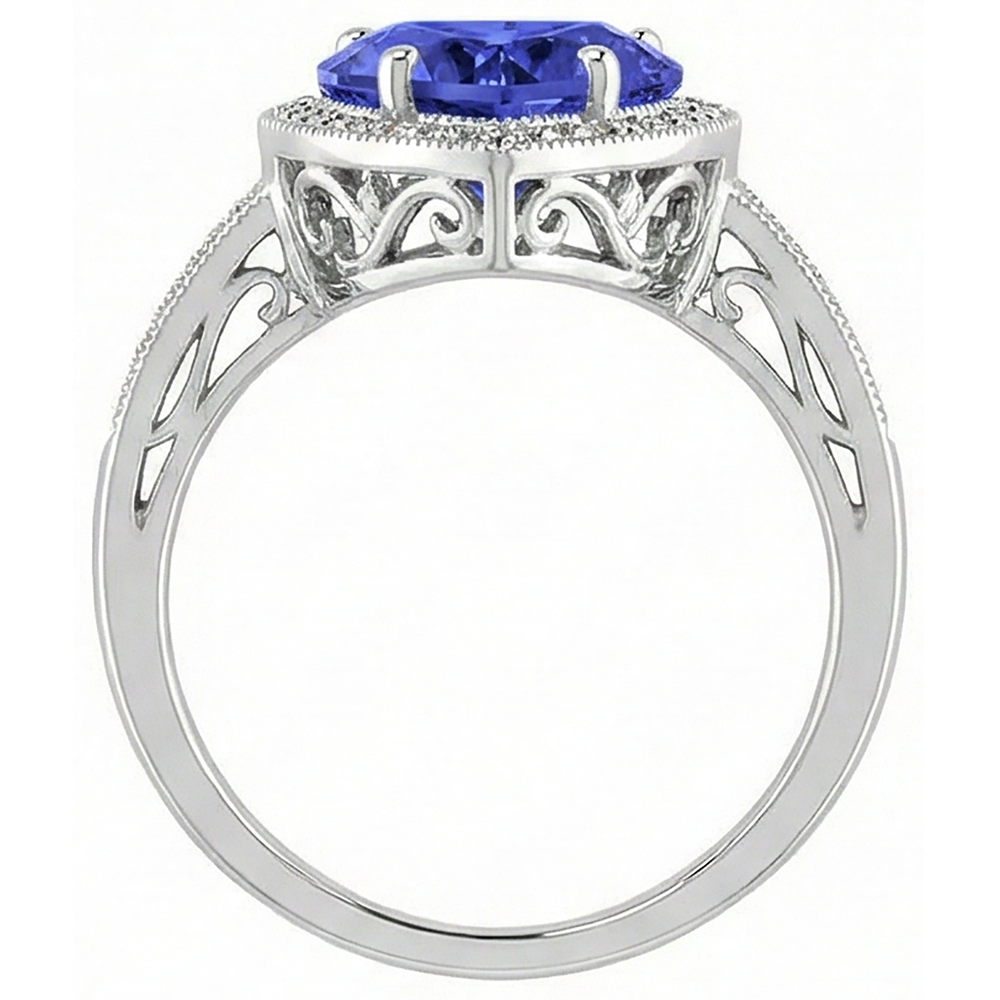 White Gold 14K Heart Tanzanite And Natural Earth Mined Diamond ( Not Lab Grown ) s Ring 7.76 Ct Jewelry