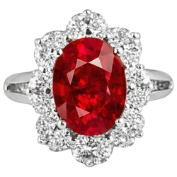 Natural Ruby Ring 5.90ct - White Gold 14K