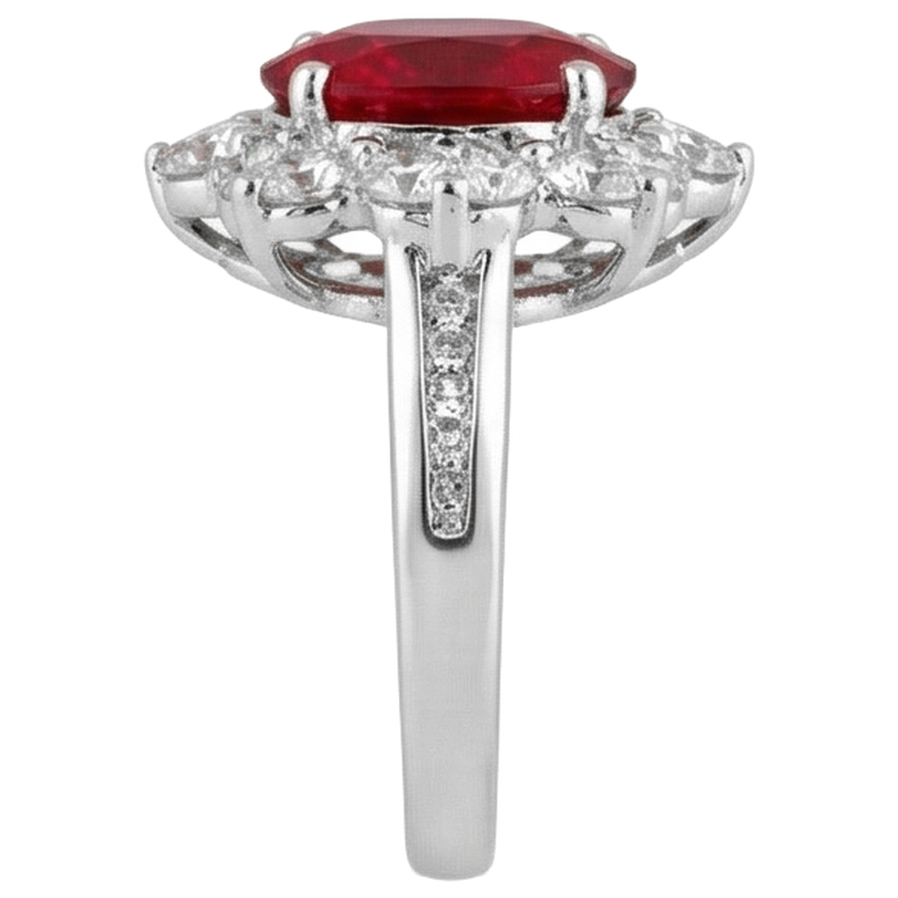 natural round ruby 5.90ct ring top view
