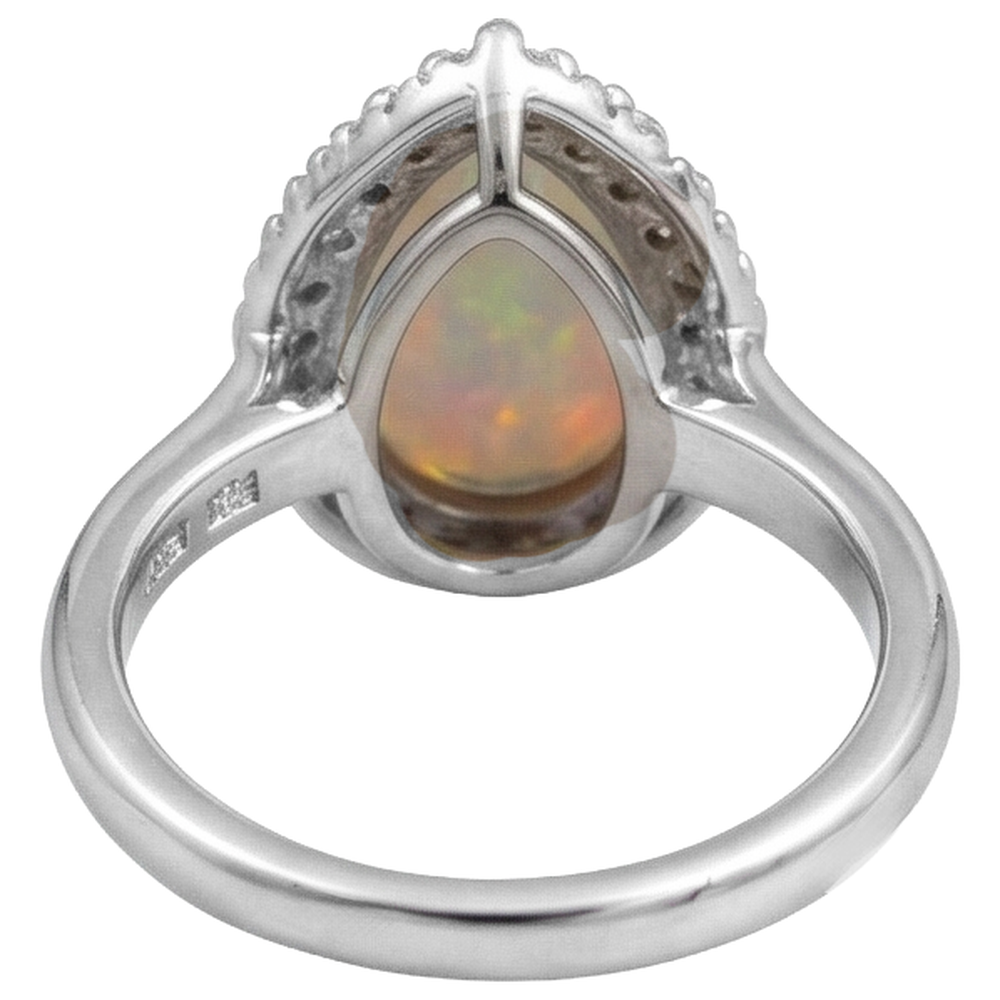 White Gold 14K Opal And Natural Earth Mined Diamond ( Not Lab Grown )s 11.25 Carats Engagement Ring New