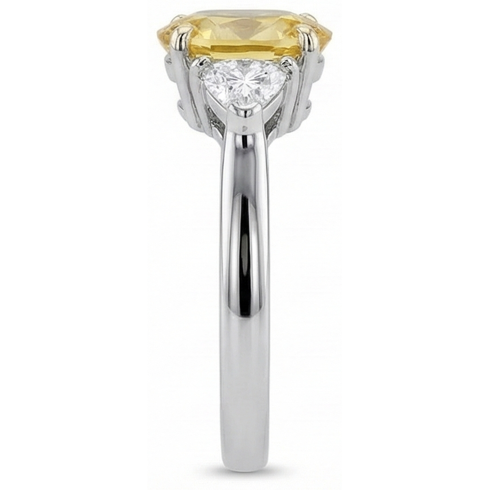 White Gold 14K Oval Yellow Sapphire And Trillion Natural Earth Mined Diamond ( Not Lab Grown )s 4 Ct Ring