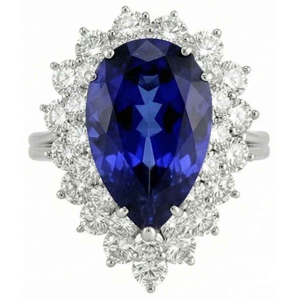 natural round tanzanite 3.75ct ring side angle