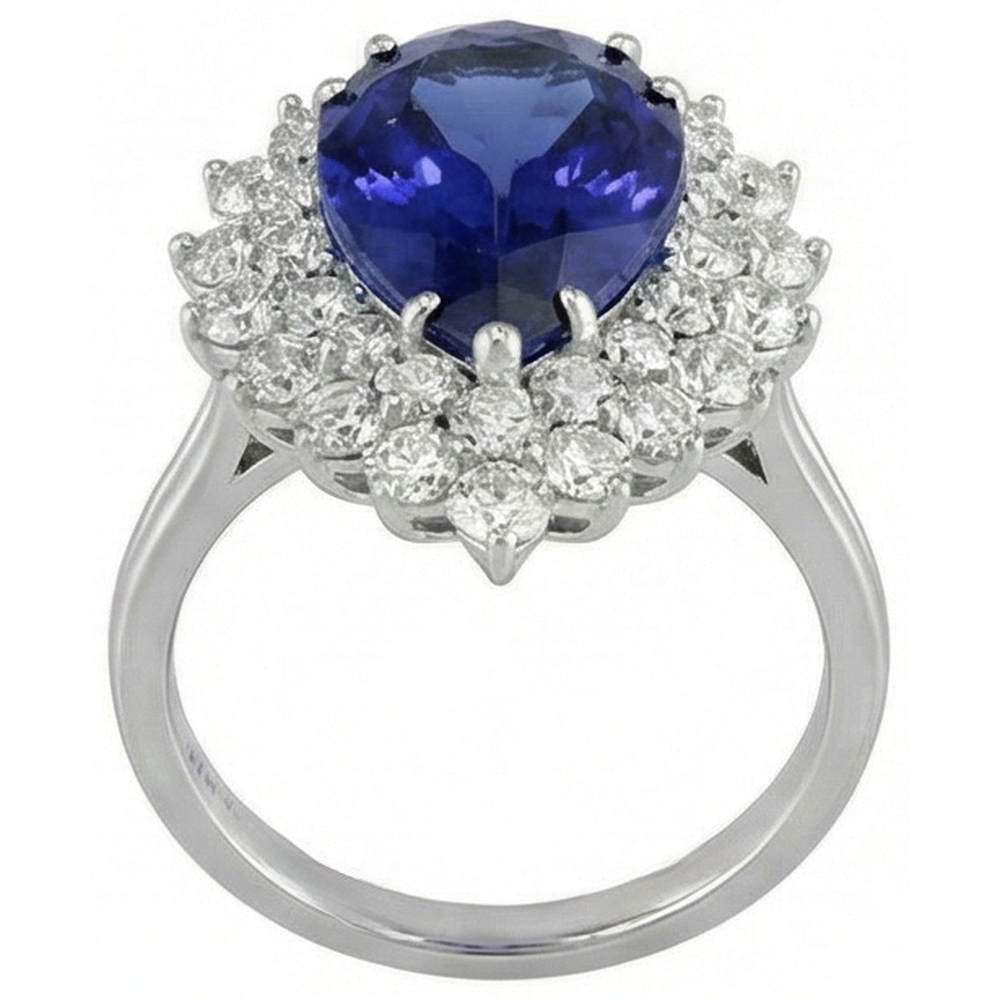 natural round tanzanite 3.75ct ring top view