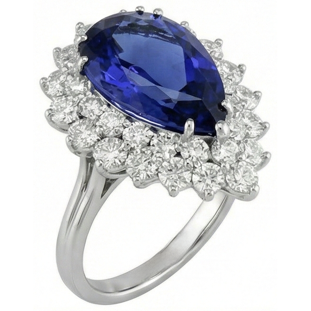 natural round tanzanite 3.75ct ring profile view
