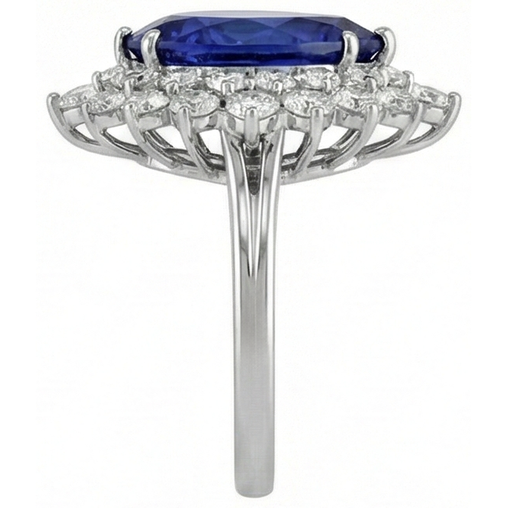 natural round tanzanite 3.75ct ring with diamond accents