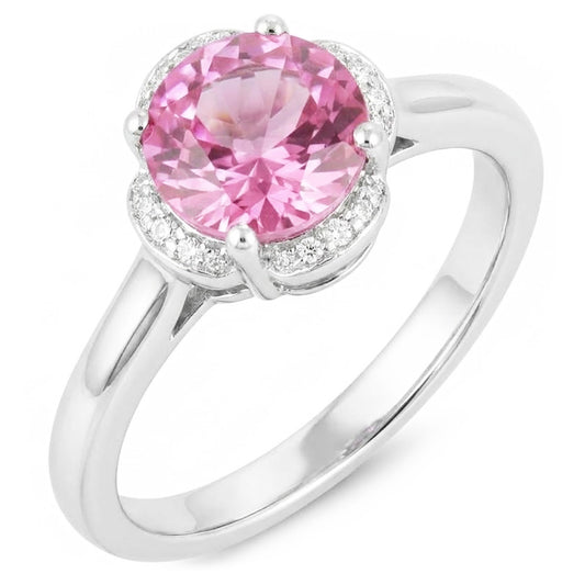 White Gold 14K Pink Kunzite With Natural Earth Mined Diamond ( Not Lab Grown )s 16.50 Ct Wedding Ring