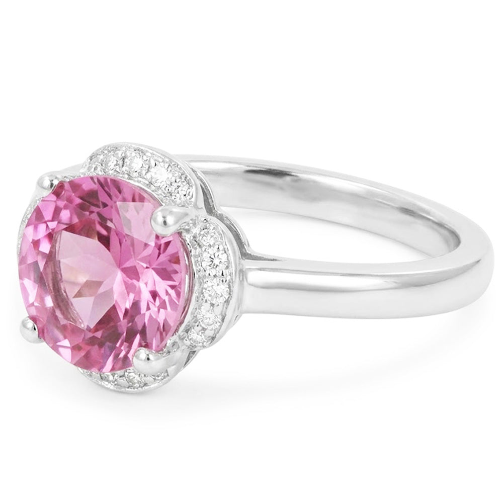 White Gold 14K Pink Kunzite With Natural Earth Mined Diamond ( Not Lab Grown )s 16.50 Ct Wedding Ring