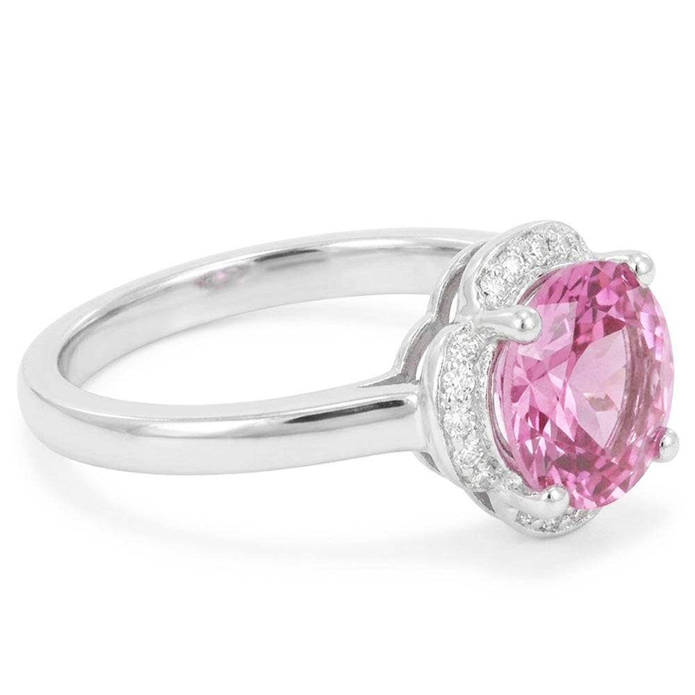 White Gold 14K Pink Kunzite With Natural Earth Mined Diamond ( Not Lab Grown )s 16.50 Ct Wedding Ring