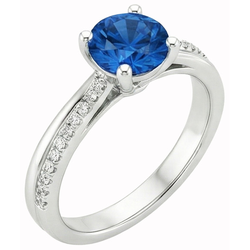 White Gold 14K Prong Set 3.30 Ct Blue Sapphire And Natural Earth Mined Diamond ( Not Lab Grown ) s Ring New