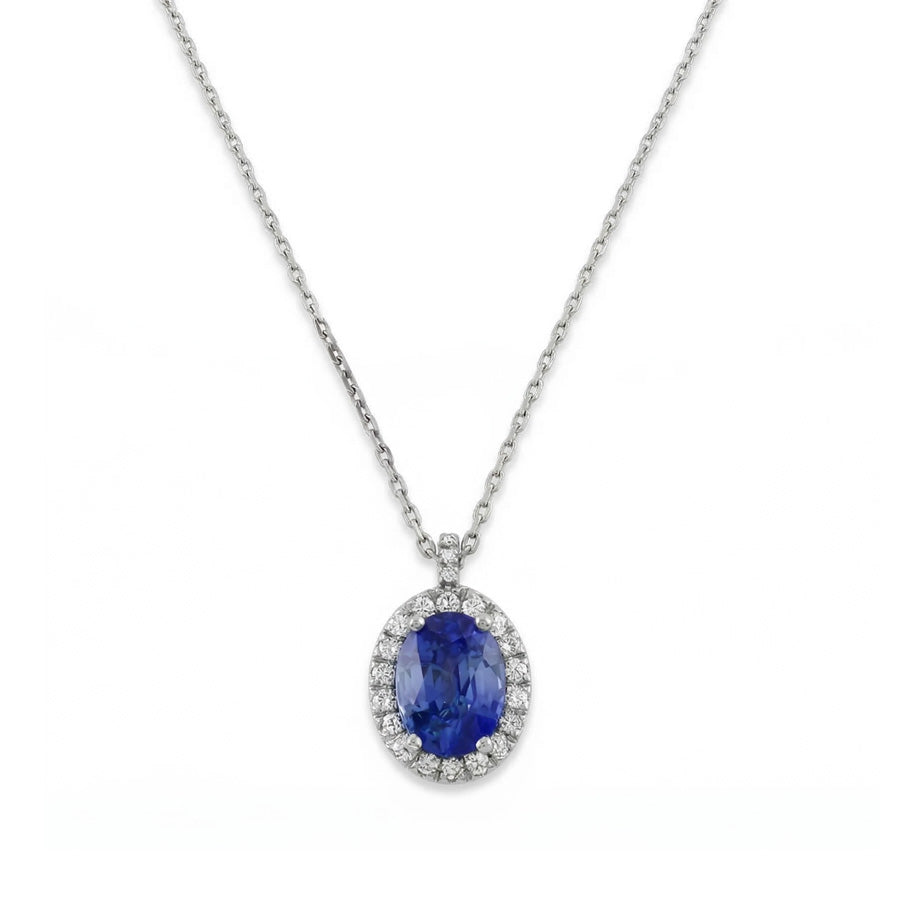 natural round sapphire 3.70ct pendant top view