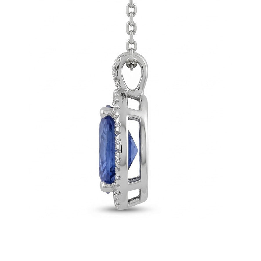 natural round sapphire 3.70ct pendant profile view