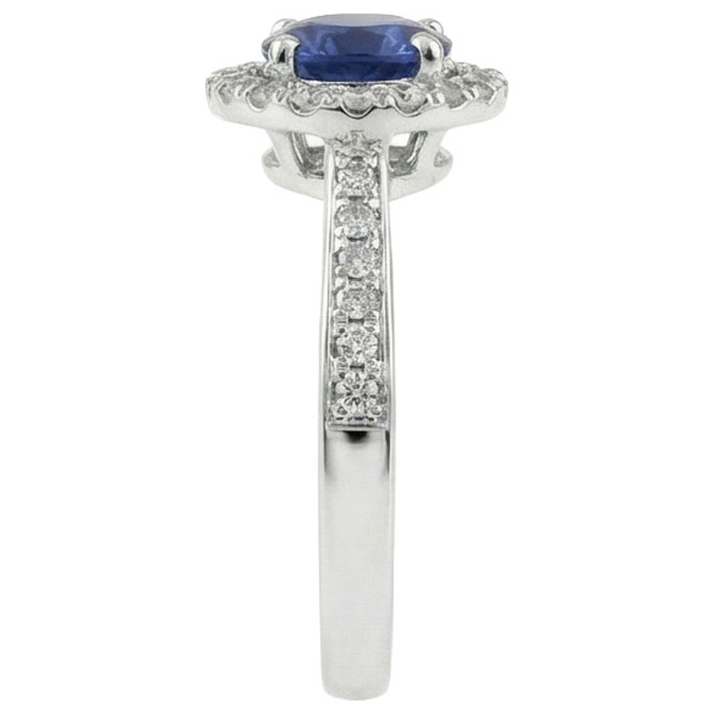 White Gold 14K Sri Lanka Sapphire Round Cut 2.5 Carats Natural Earth Mined Diamond ( Not Lab Grown )  Ring