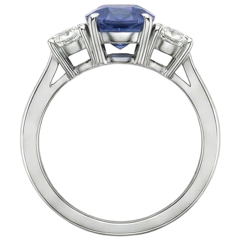 natural round sapphire 3.50ct ring profile view