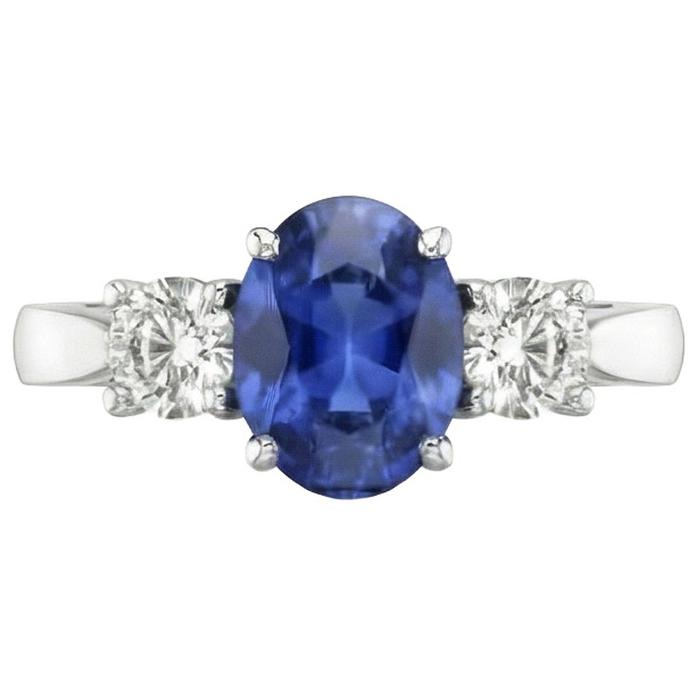 natural round sapphire 3.50ct ring side angle