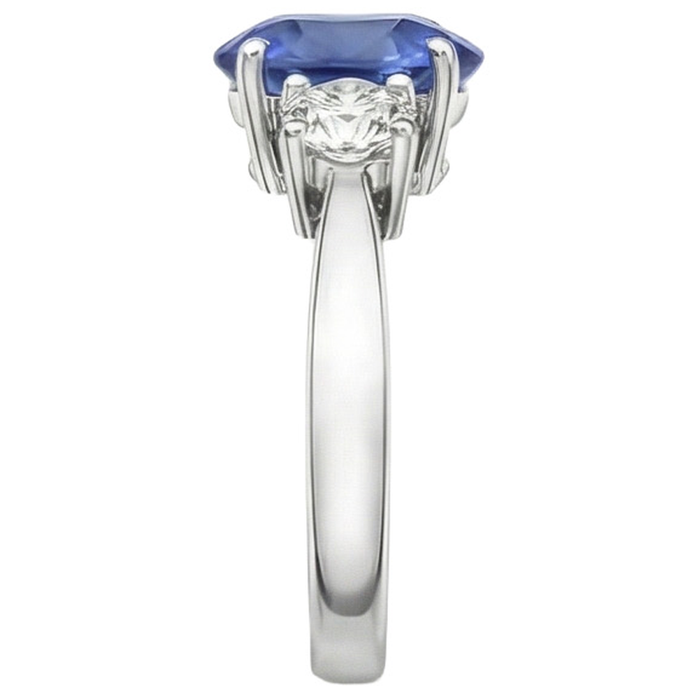 natural round sapphire 3.50ct ring top view