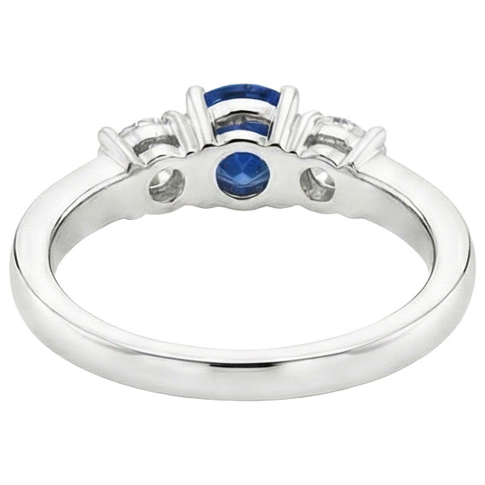 White Gold 3.40 Ct Round Sri Lanka Sapphire Natural Earth Mined Diamond ( Not Lab Grown )  Engagement Ring