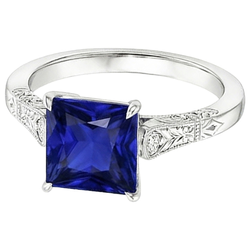 Natural Sapphire Ring 5.25ct - White Gold 14K