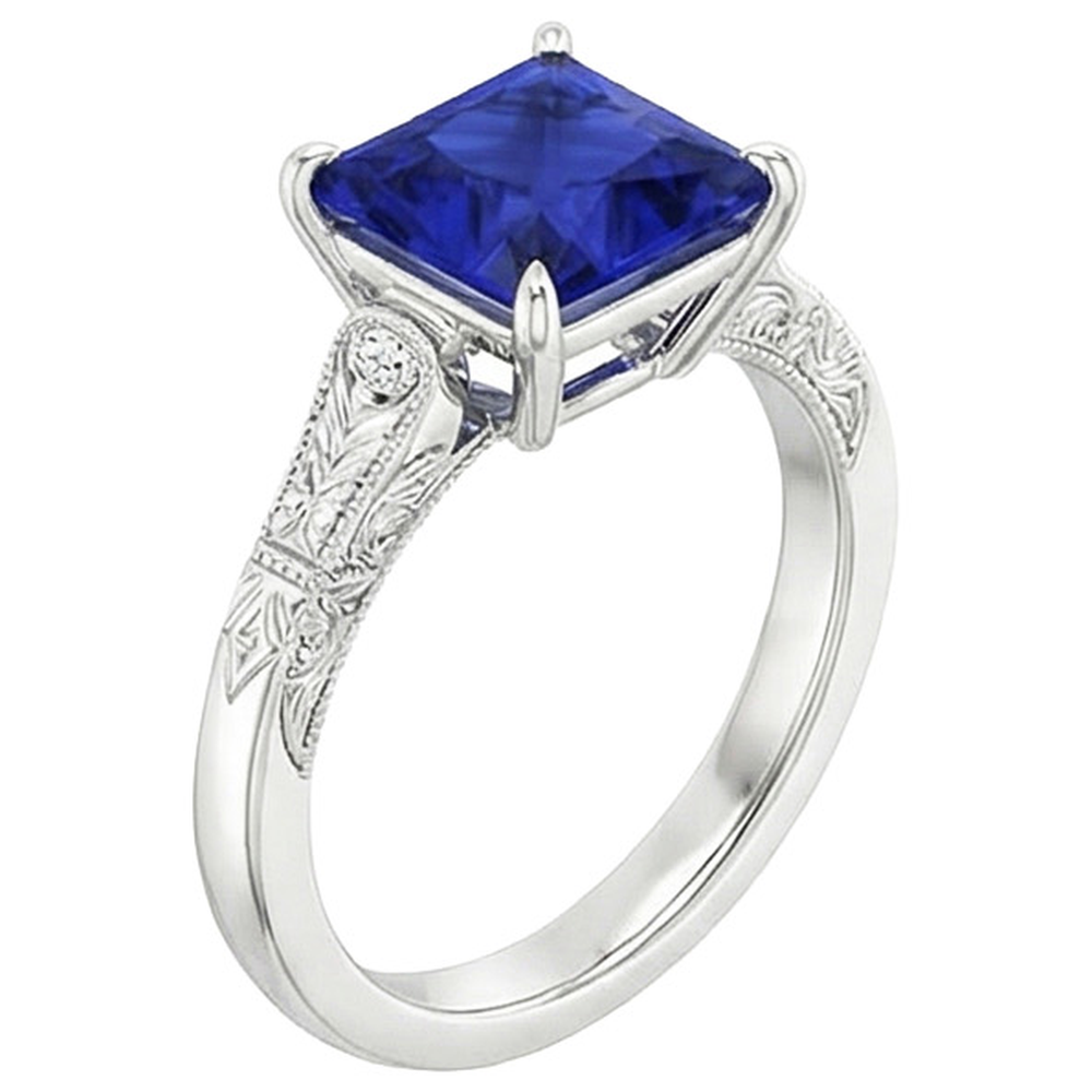 natural round sapphire 5.25ct ring top view