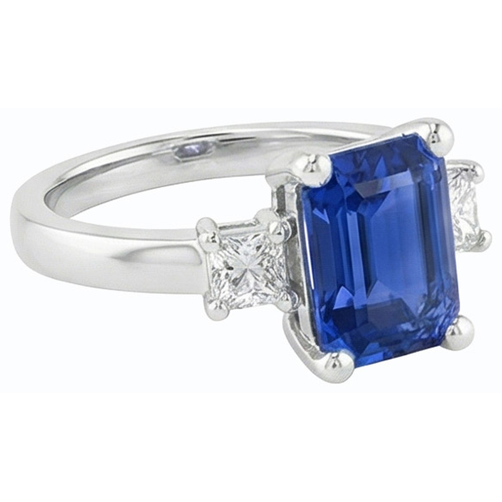 natural emerald sapphire 2.50ct ring top view