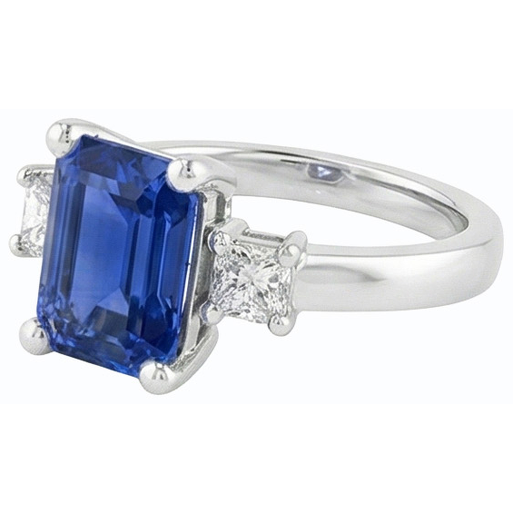 natural emerald sapphire 2.50ct ring profile view