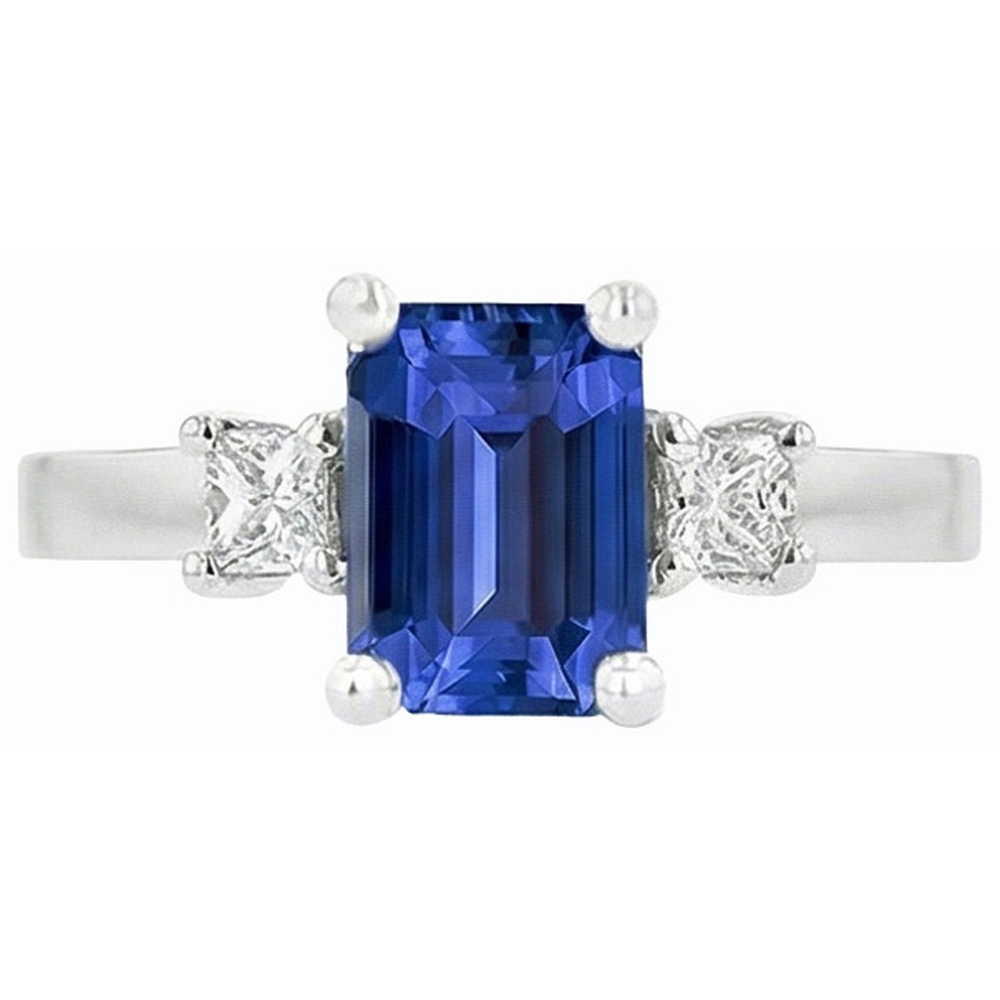 natural emerald sapphire 2.50ct ring on white background