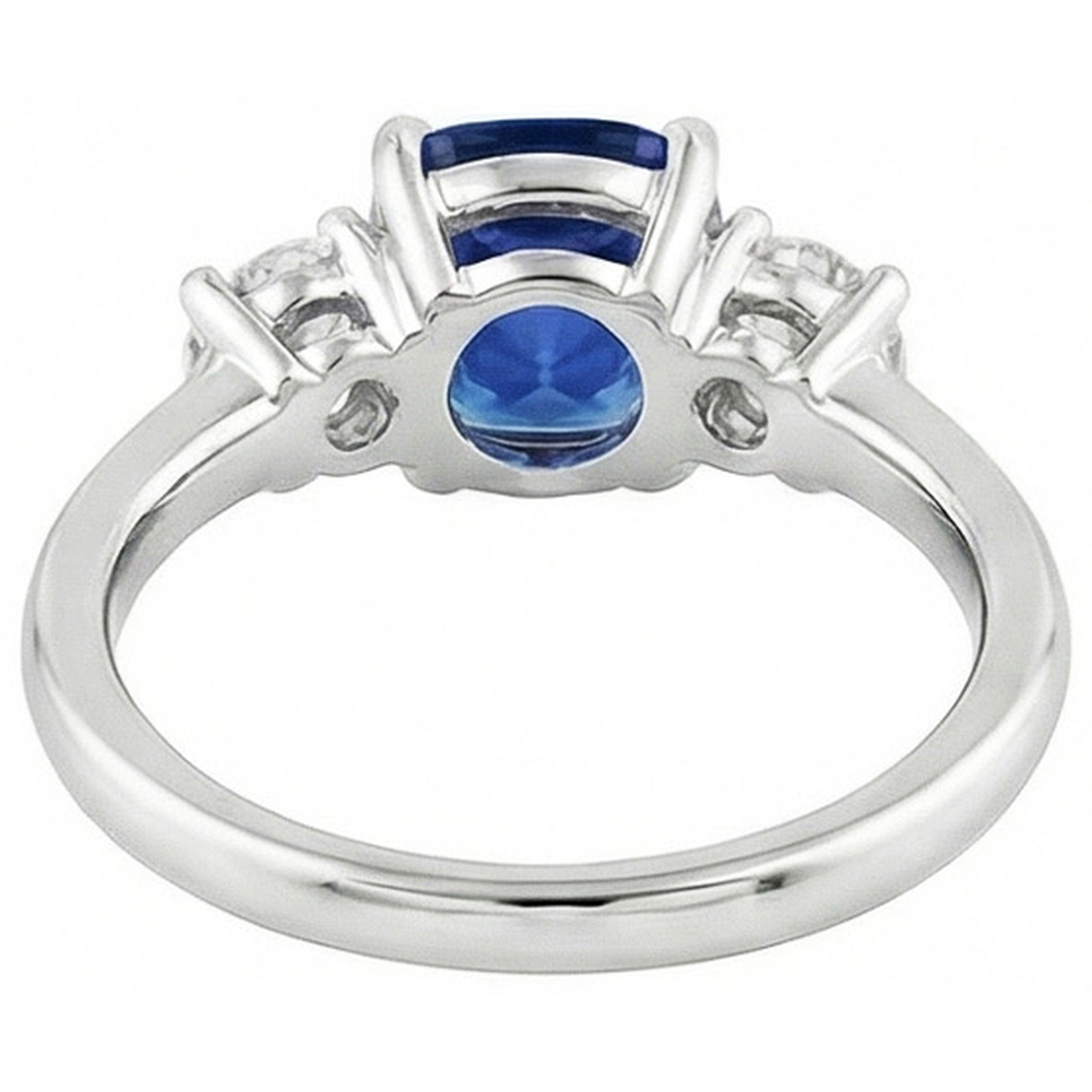 natural round sapphire 2.50ct ring profile view
