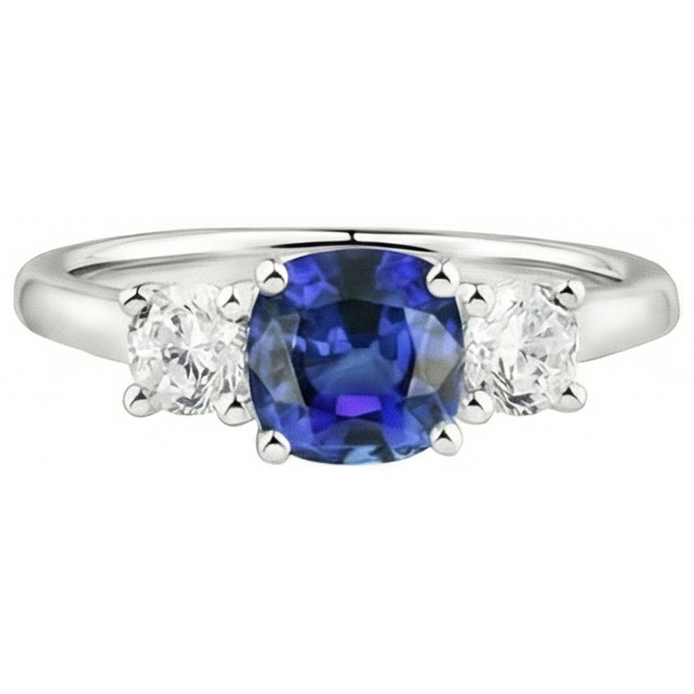 natural round sapphire 2.50ct ring side angle