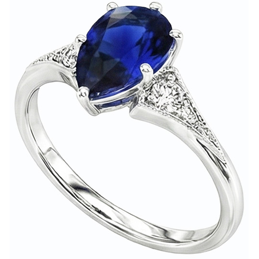 natural round sapphire 1.75ct ring front view