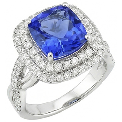 Natural Sapphire Ring 4.50ct - White Gold 14K