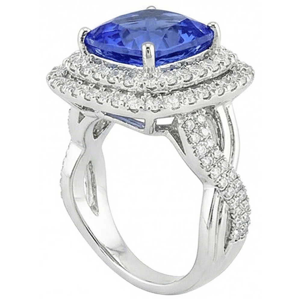 natural round sapphire 4.50ct ring top view