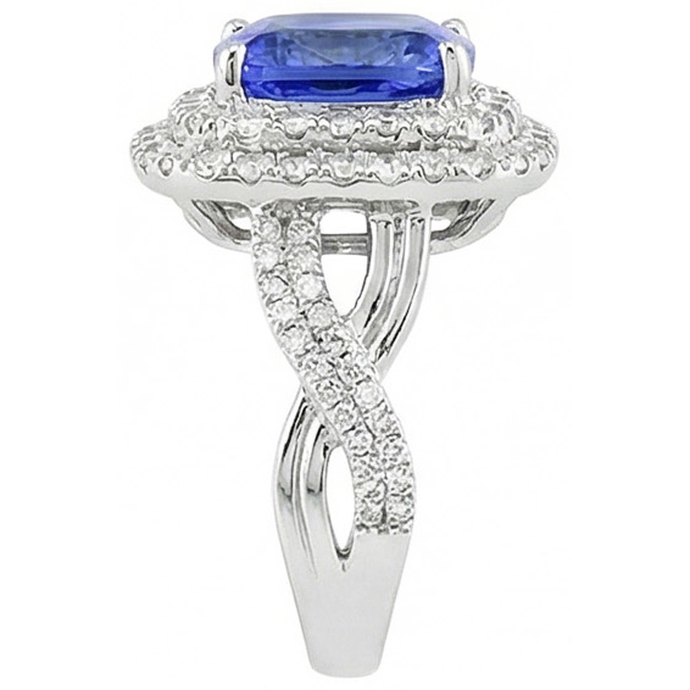 natural round sapphire 4.50ct ring profile view
