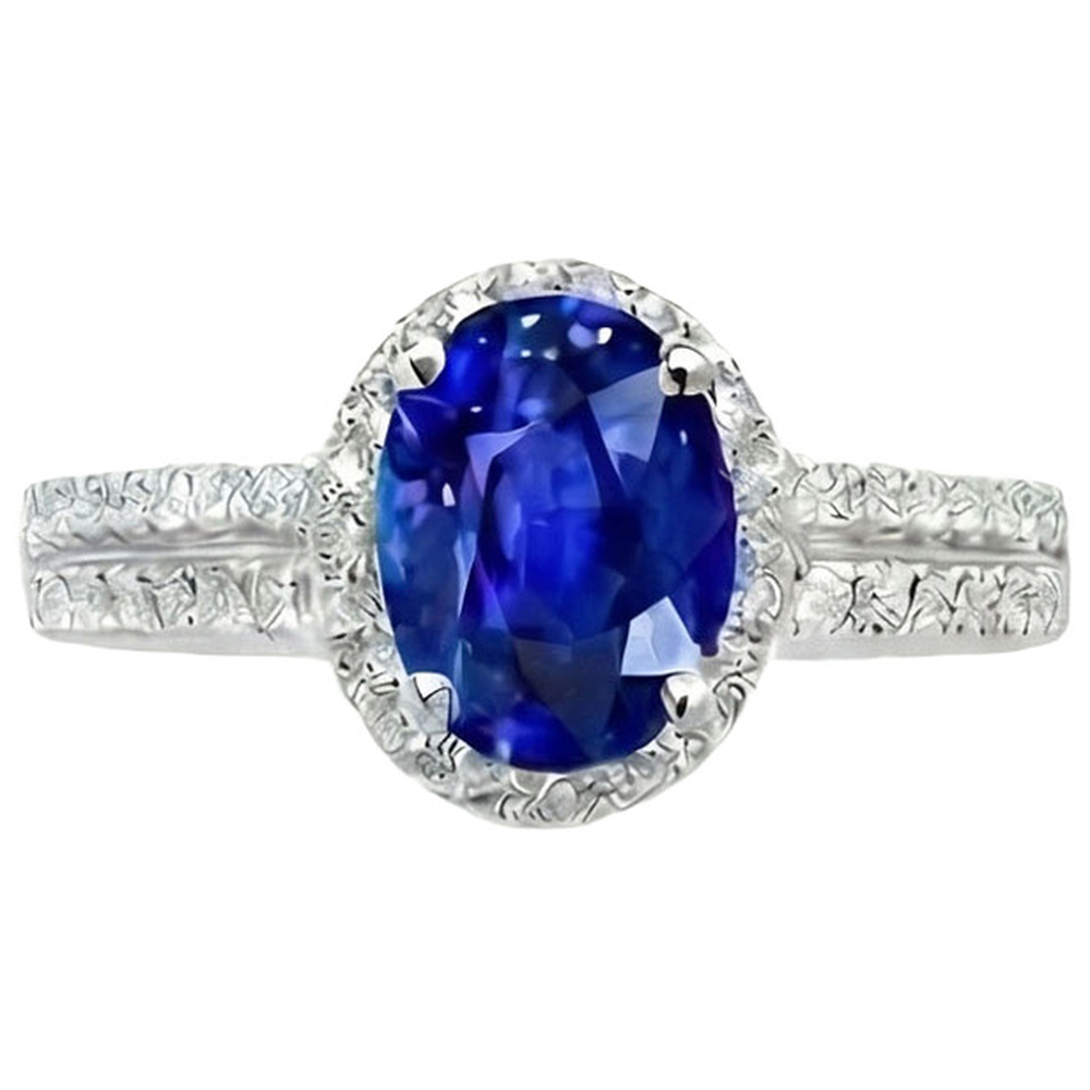 White Gold 4.81 Carat Ceylon Sapphire Natural Earth Mined Diamond ( Not Lab Grown ) s Double Shank Ring