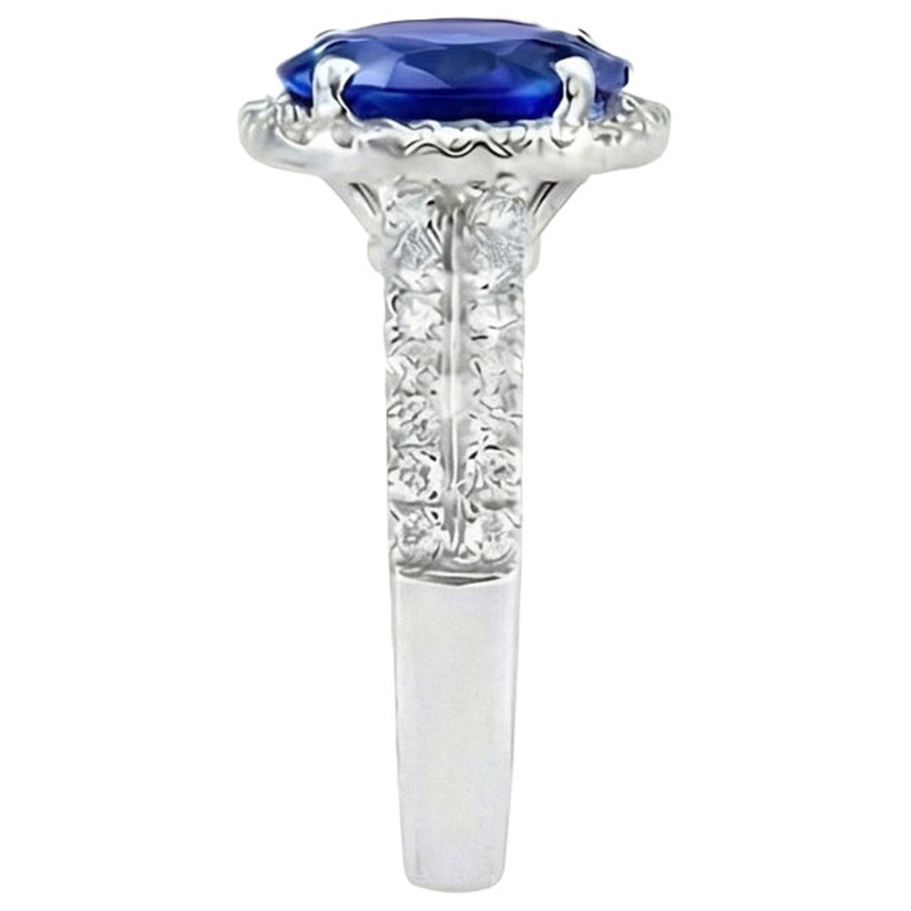 White Gold 4.81 Carat Ceylon Sapphire Natural Earth Mined Diamond ( Not Lab Grown ) s Double Shank Ring