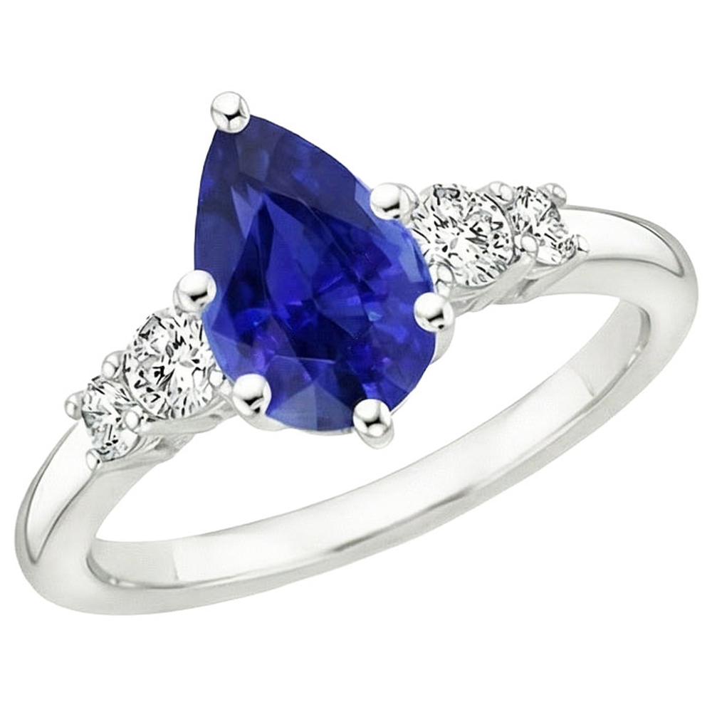 natural round sapphire 3.25ct ring side angle