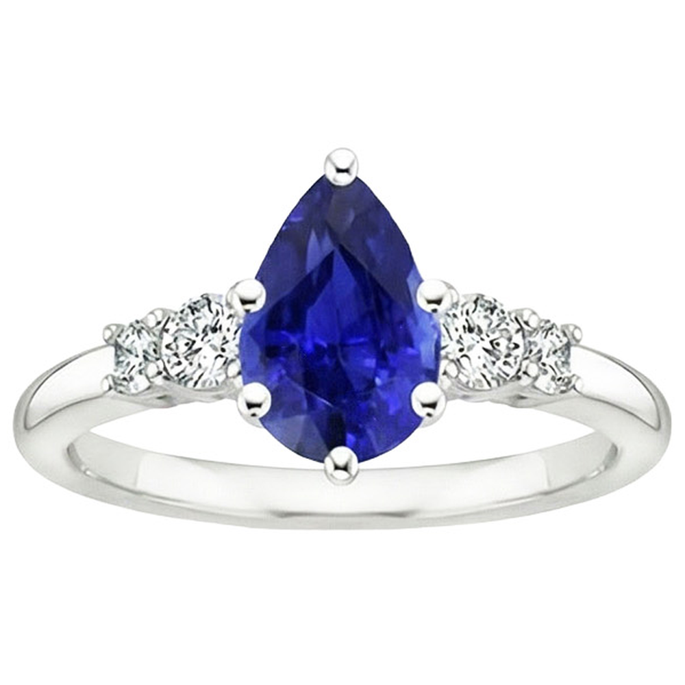 natural round sapphire 3.25ct ring profile view
