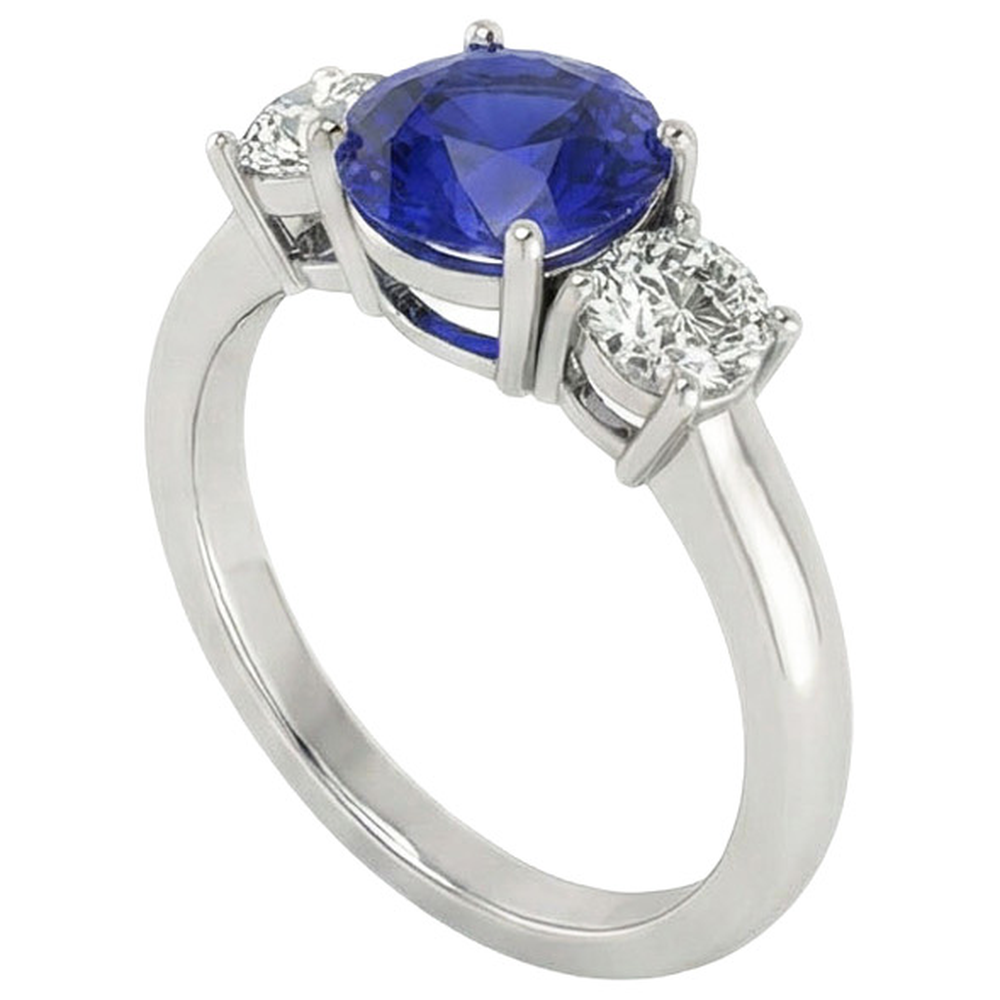 natural round sapphire 5ct ring top view