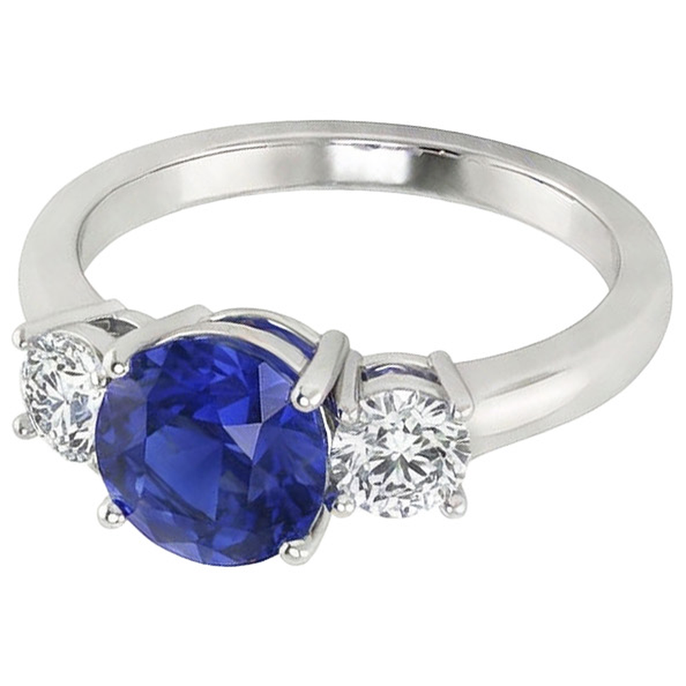 natural round sapphire 5ct ring close up detail