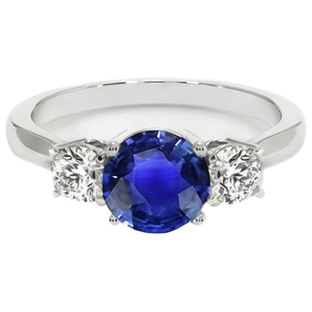 natural round sapphire 5ct ring front view