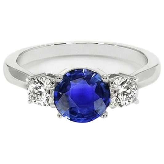 natural round sapphire 5ct ring front view