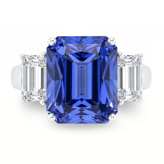 natural radiant sapphire 5ct ring side angle