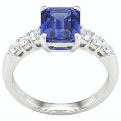 White Gold Engagement Sri Lankan Sapphire Ring & Natural Earth Mined Diamond ( Not Lab Grown )s 2.50 Carats