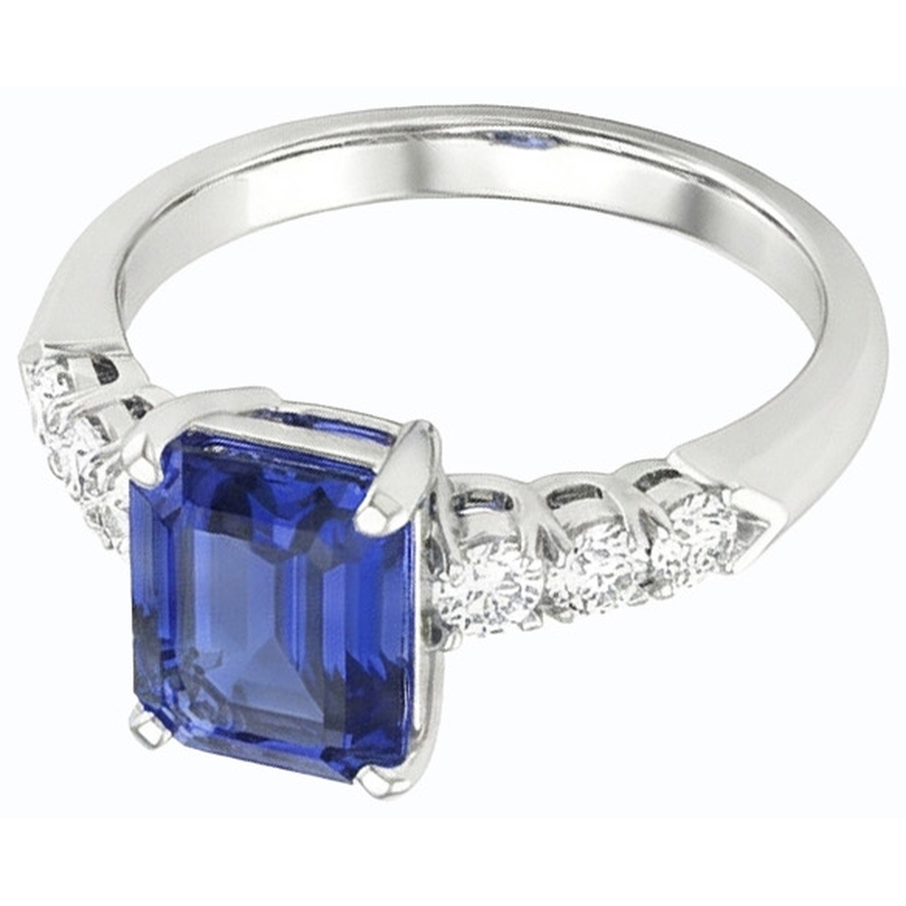 White Gold Engagement Sri Lankan Sapphire Ring & Natural Earth Mined Diamond ( Not Lab Grown )s 2.50 Carats