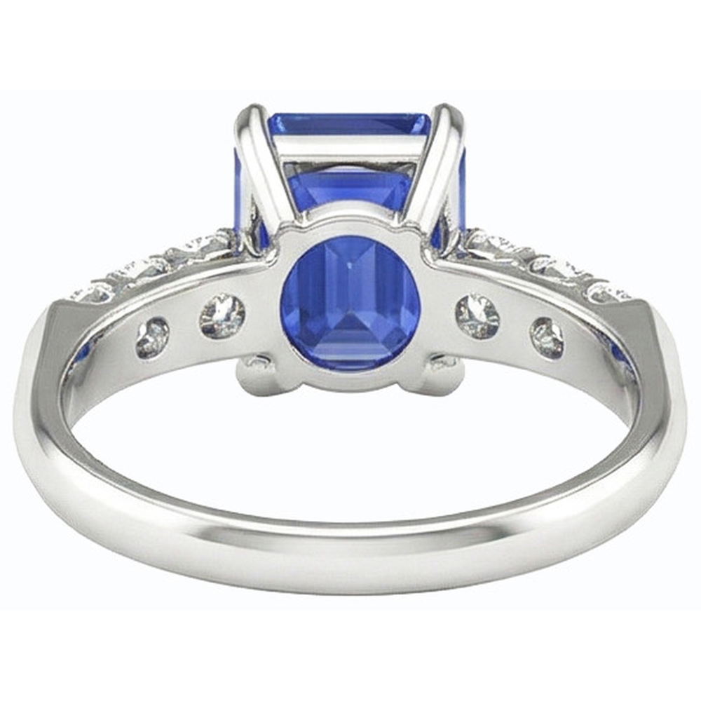 White Gold Engagement Sri Lankan Sapphire Ring & Natural Earth Mined Diamond ( Not Lab Grown )s 2.50 Carats