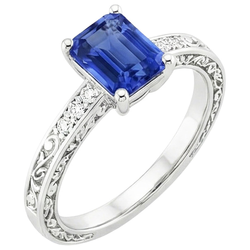 Natural Sapphire Ring 3.50ct - White Gold 14K