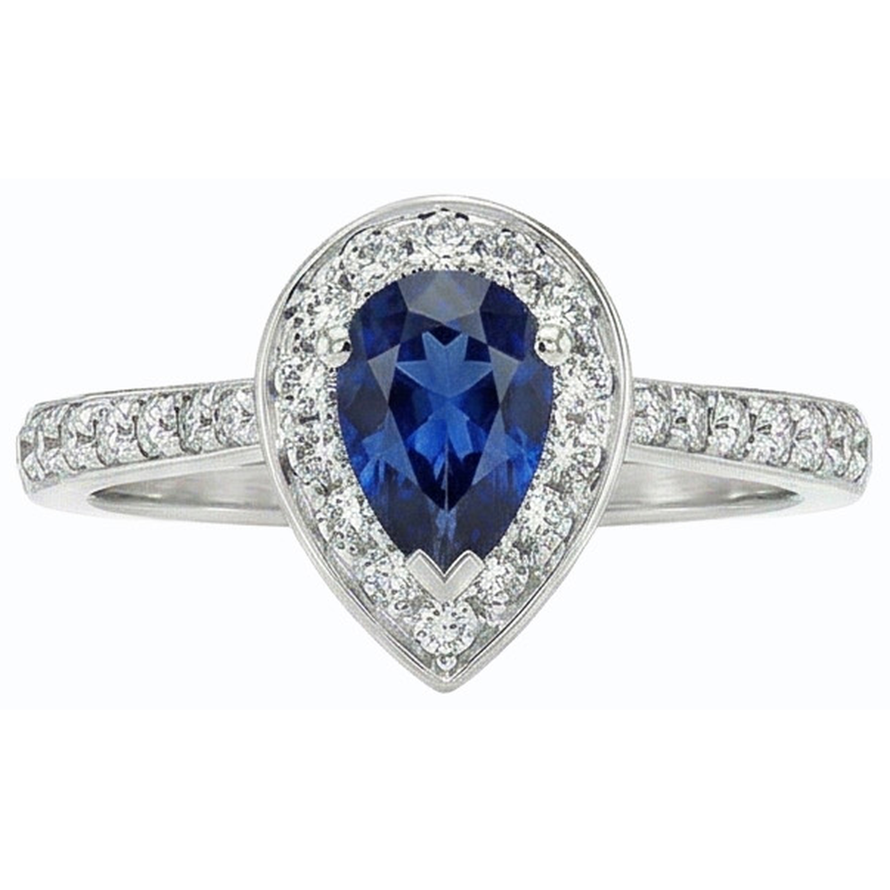 natural round sapphire 4ct ring on white background