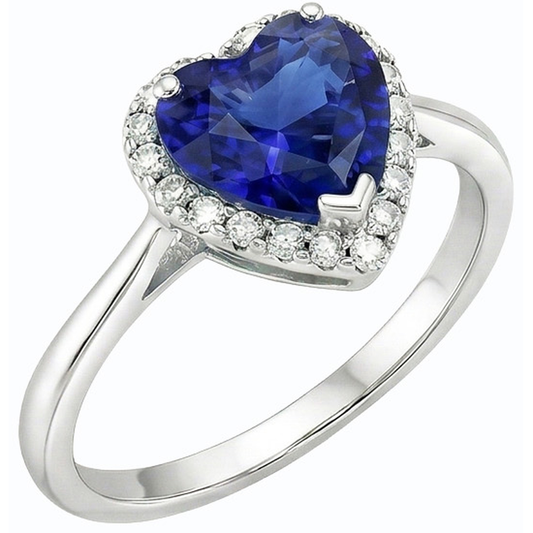 natural round sapphire 3ct ring front view