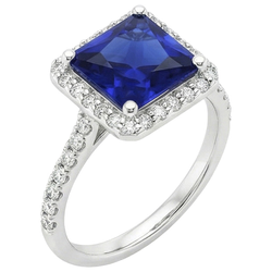 Natural Sapphire Ring 6ct - White Gold 14K
