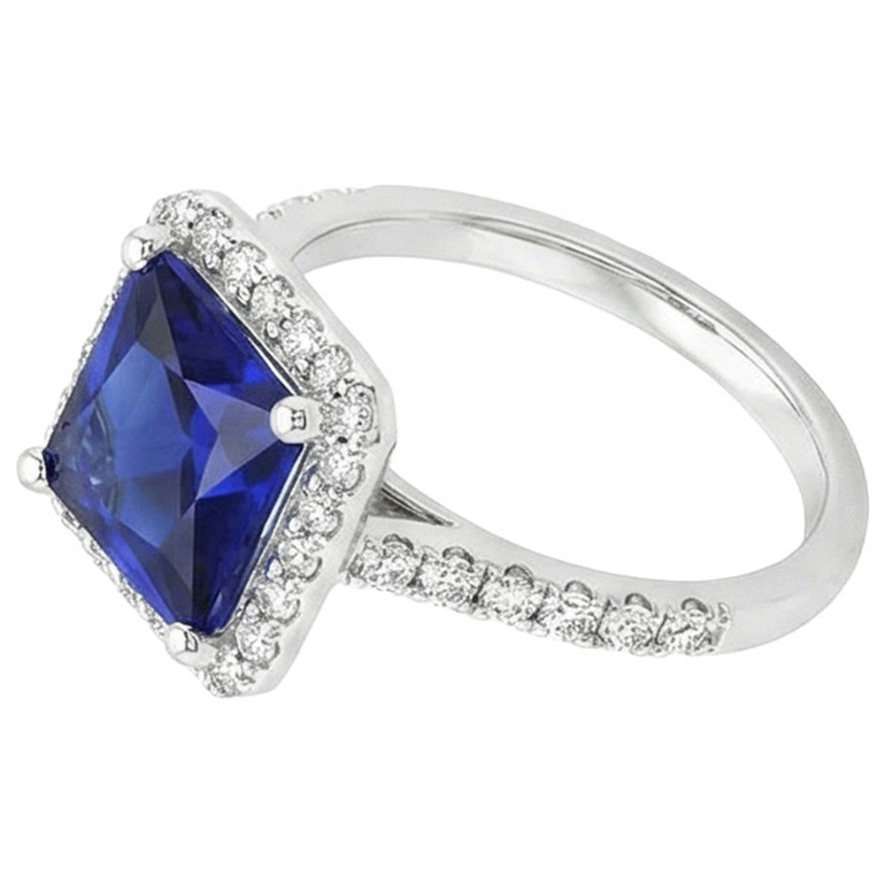 natural round sapphire 6ct ring top view