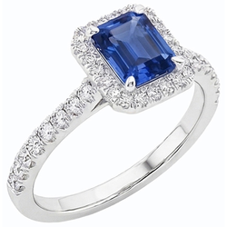 Natural Sapphire Ring 3.50ct - White Gold 14K